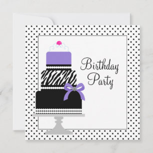 Convite de Aniversário Cupcake Bolo Zebra Roxa