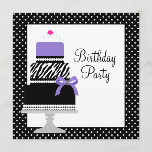 Convite de Aniversário Cupcake Bolo Zebra Roxa