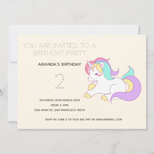 Convite de aniversário Cute Rainbow Unicorn