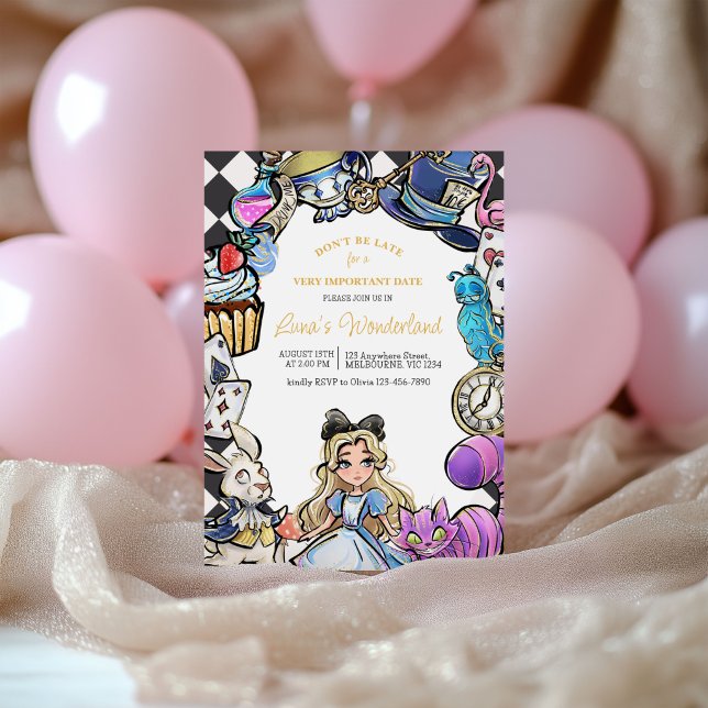 Convite de aniversário da Alice no país das maravi (Criador carregado)