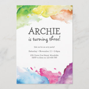 Convite de aniversário da arte do respingo do