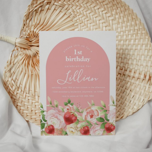 Convite de aniversário da Berry Sweet Strawberry G (Criador carregado)