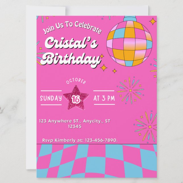 Convite de aniversário da Boneca Retroativa com Br (Frente)