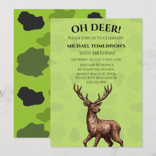 Convite de Aniversário da Camuflagem Deer Hunter