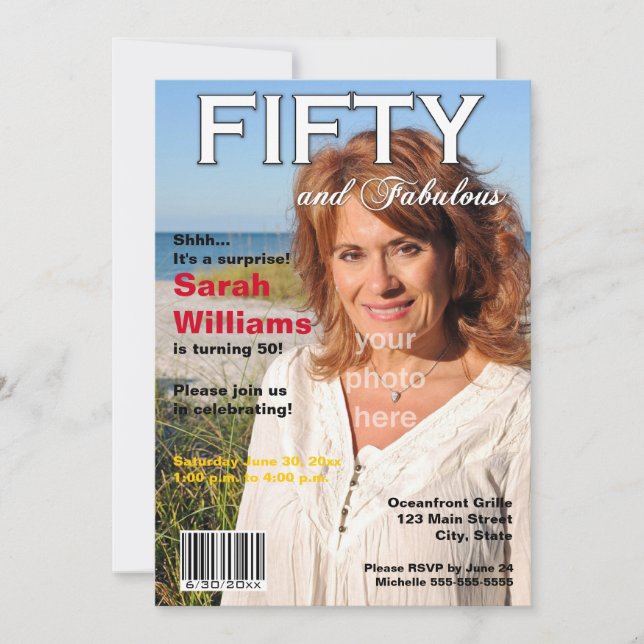 Convite de aniversário da capa de revista 50th (Frente)