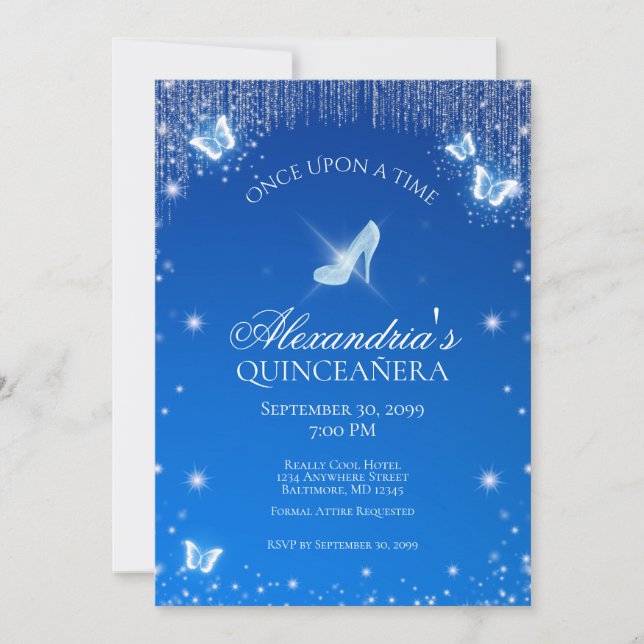 Convite de Aniversário da Cinderela Quinceanera (Frente)