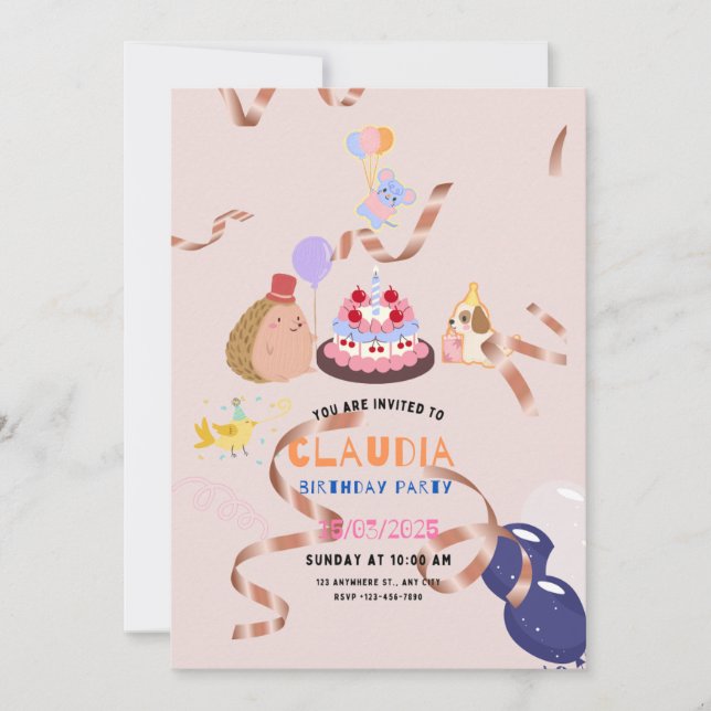 convite de aniversário da Cloudia (Frente)