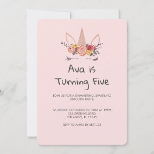 Convite de Aniversário da Coroa de Flores Unicórid