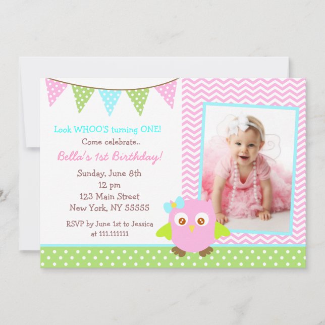 Convite de aniversário da coruja (Frente)