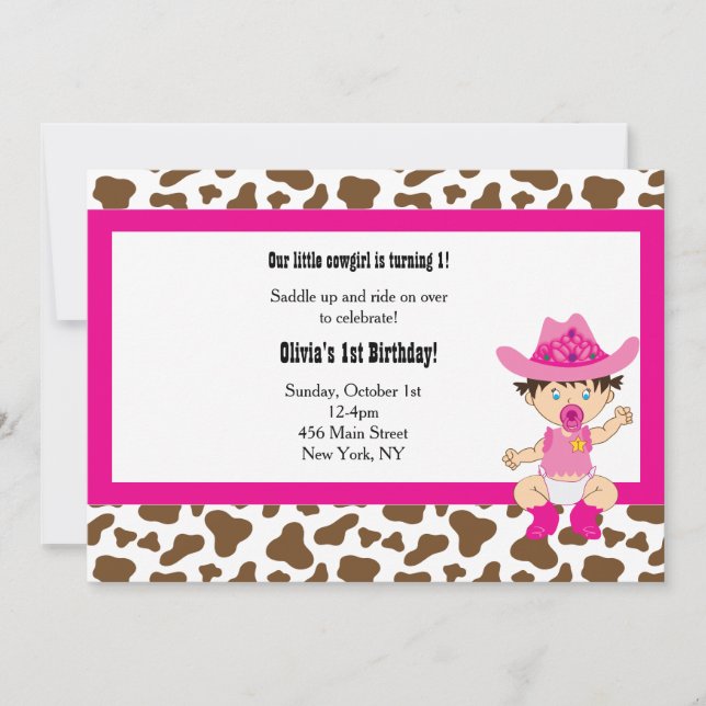 Convite de aniversário da Cowgirl (Frente)