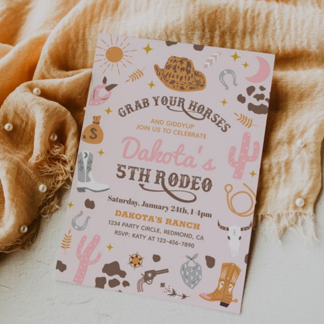 Convite de Aniversário da Cowgirl | Convite para 5 (Criador carregado)