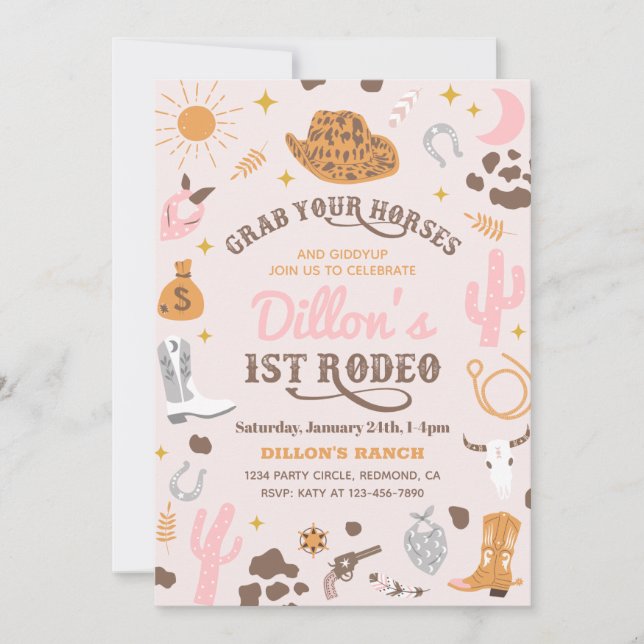 Convite de Aniversário da Cowgirl | Convites Para  (Frente)
