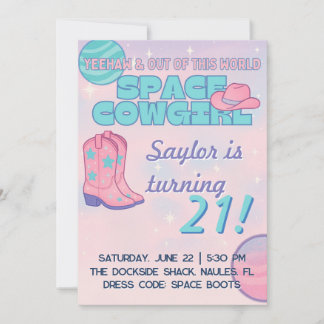 Convite de Aniversário da Cowgirl Espacial | Paste