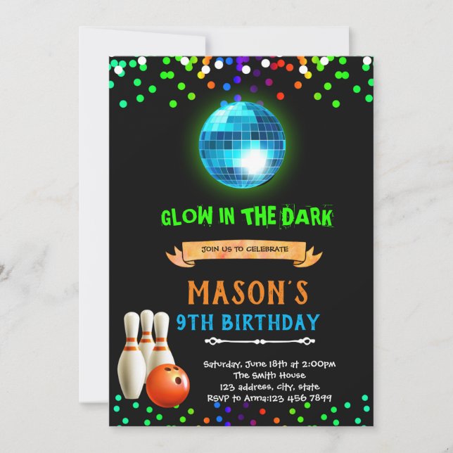 Convite de aniversário da Disco boliche (Frente)