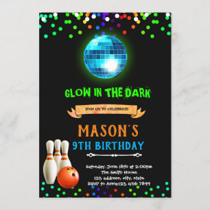 Convite de aniversário da Disco boliche