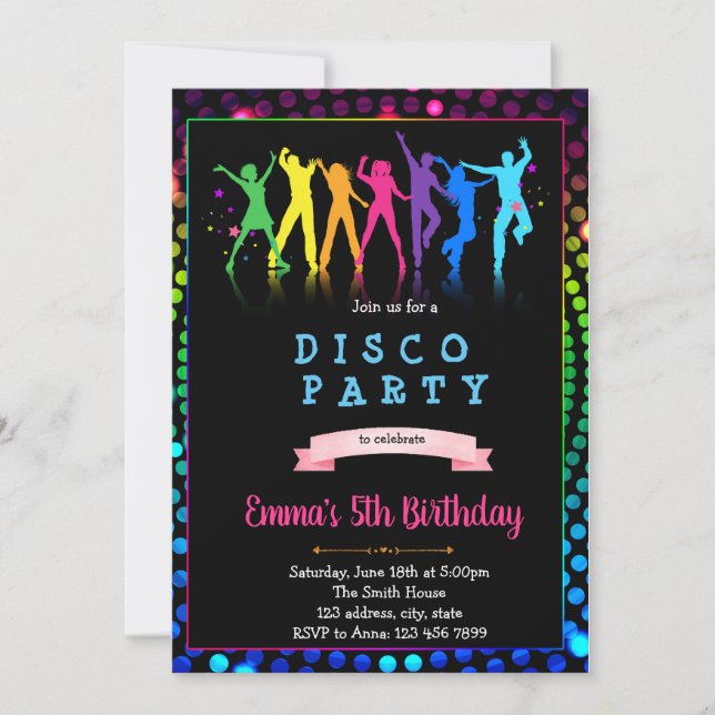 Convite de aniversário da discoteca Dance (Frente)