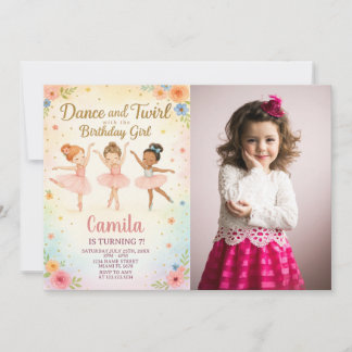 Convite de aniversário da Elegante Ballerina com f