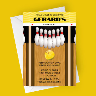 Convite de aniversário da faixa da Boliche retrorr