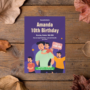 Convite de aniversário da família Bold e Divertida