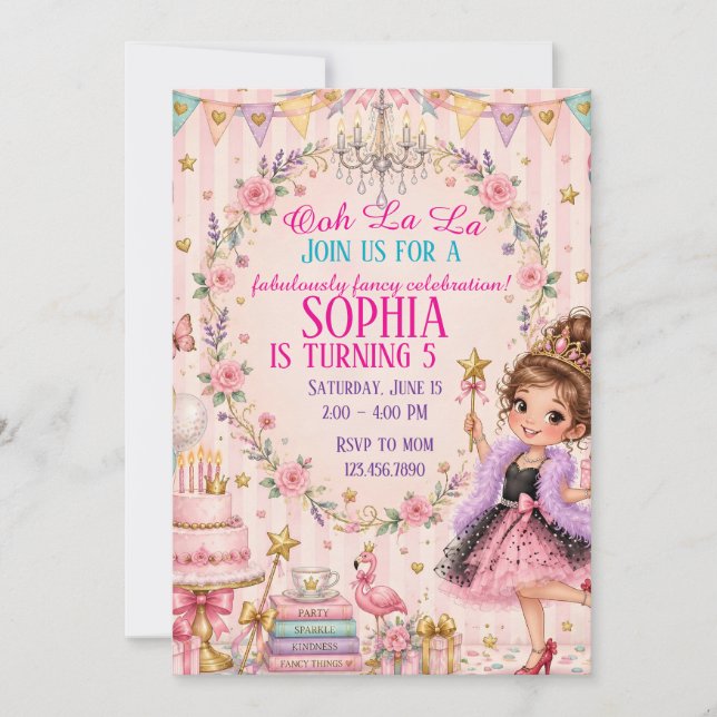 Convite de aniversário da Fancy Nancy (Frente)