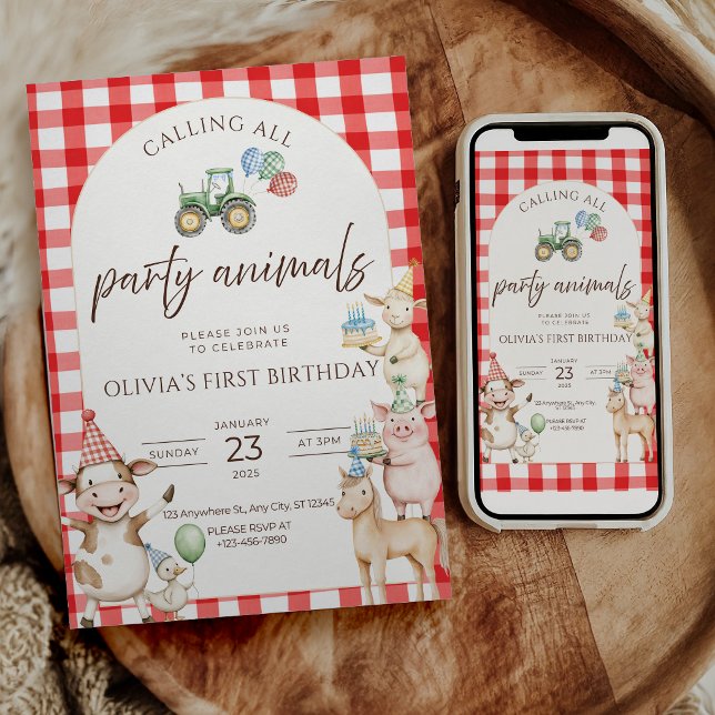 Convite de Aniversário da Fazenda dos Animais de F (Criador carregado)