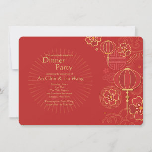 Convite de Aniversário da Festa com Tema Chinês