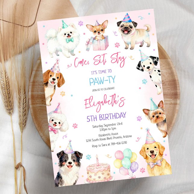 Convite de Aniversário da Festa da Pata do Cachorr (Criador carregado)
