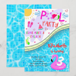 Convite de Aniversário da Festa de piscina