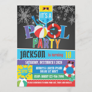 Convite de Aniversário da Festa de Piscina de inv
