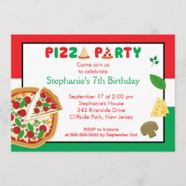 Convite de aniversário da Festa de Pizza para Cria