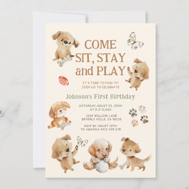 Convite de Aniversário da Festa do Cachorrinho (Frente)