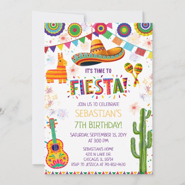 Convite de Aniversário da Festa Mexicana (Frente)