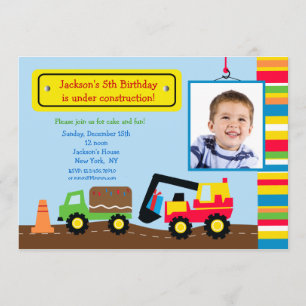 Convite de aniversário da foto da construção