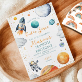 Convite de Aniversário da Galáxia do Espaço em Águ