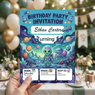 Convite de Aniversário da Galáxia - Personalizável