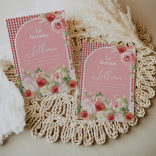 Convite de Aniversário da Garota de Morango Doce