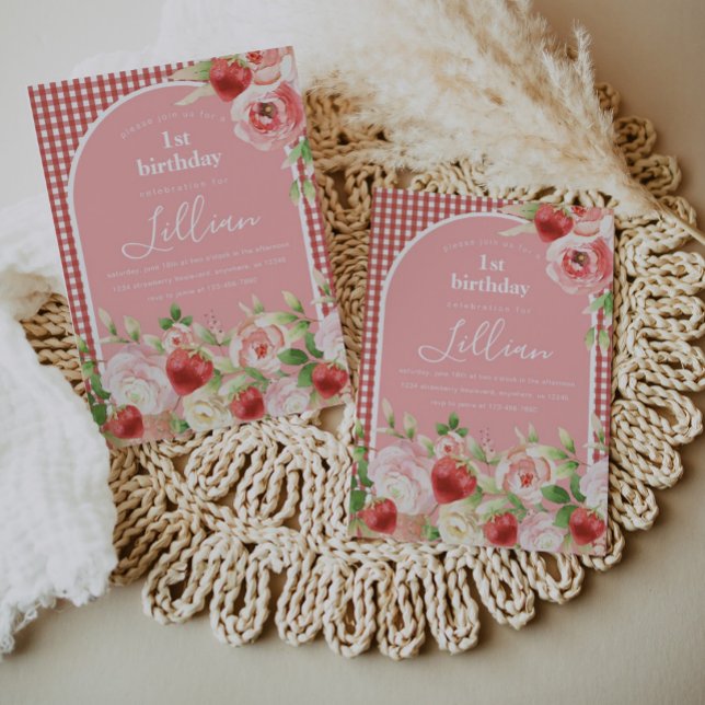 Convite de Aniversário da Garota de Morango Doce (Criador carregado)