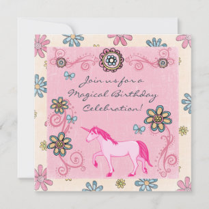 Convite de Aniversário da Garota do Unicórnio da F