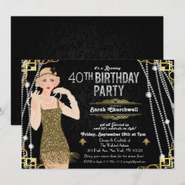 Convite de Aniversário da Garota Flapper do Grande