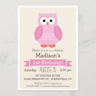 Convite de aniversário da Garota Pink Woodland