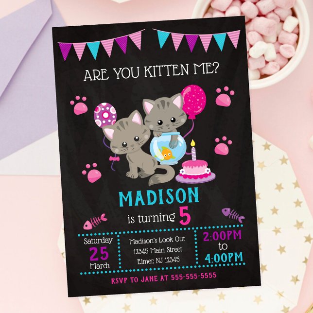 Convite de Aniversário da Kitty / Festa da Gatinha (Criador carregado)