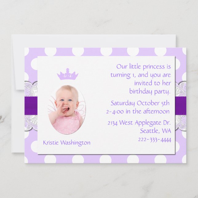 Convite de aniversário da Lavanda e Garota Branca (Frente)