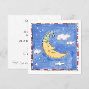 Convite de Aniversário da Lua Feliz Personalizado