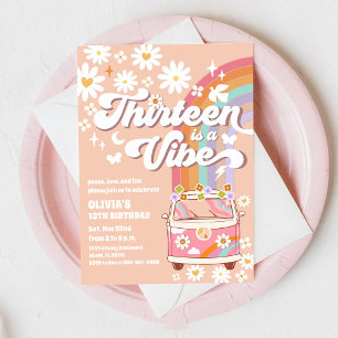 Convite de Aniversário da Margarida Retro Hippie