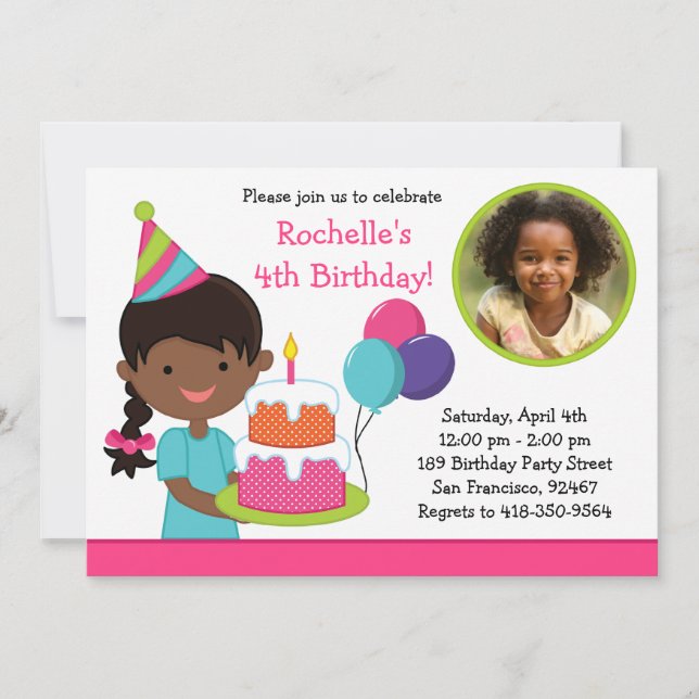 Convite de aniversário da menina (Frente)