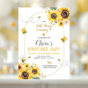 Convite de Aniversário da Menina Abelha Girassol