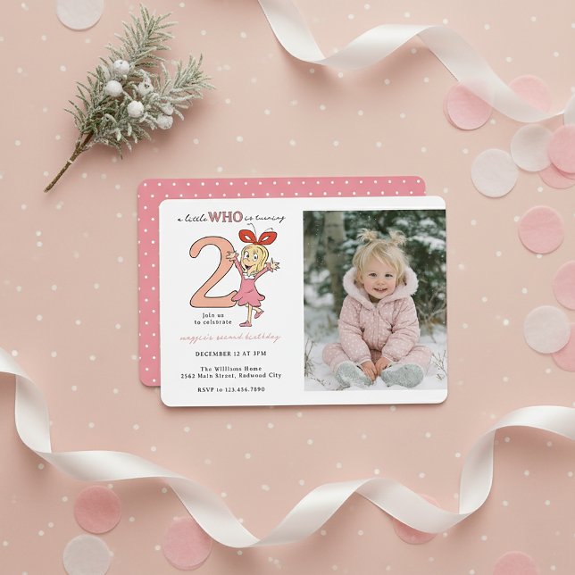 Convite de Aniversário da Menina Cindy-Lou Quem |  (Criador carregado)