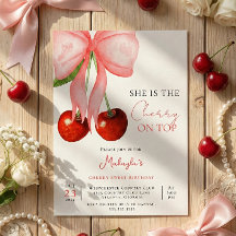 Convite de Aniversário da Menina Coquette Cherry o