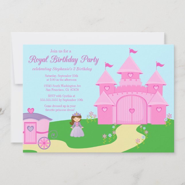 convite de aniversário da menina da princesa doce (Frente)