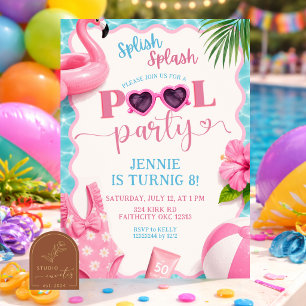 Convite de aniversário da menina de festa na pisci